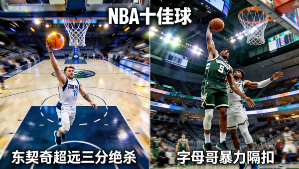 NBA十佳球：东契奇超远三分绝杀，字母哥暴力隔扣